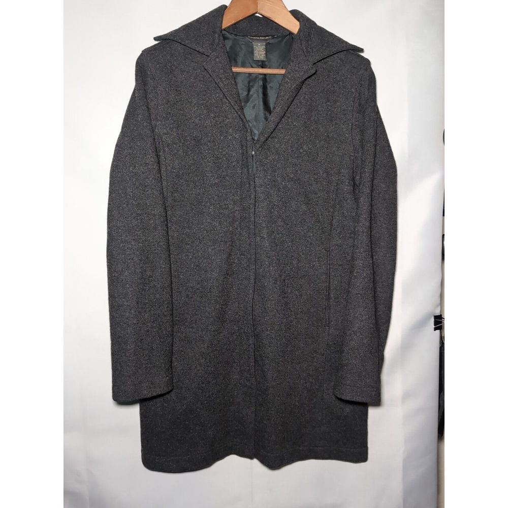 Vintage Banana Republic Women's Button-up Wool Blend Coat Size Medium Gray